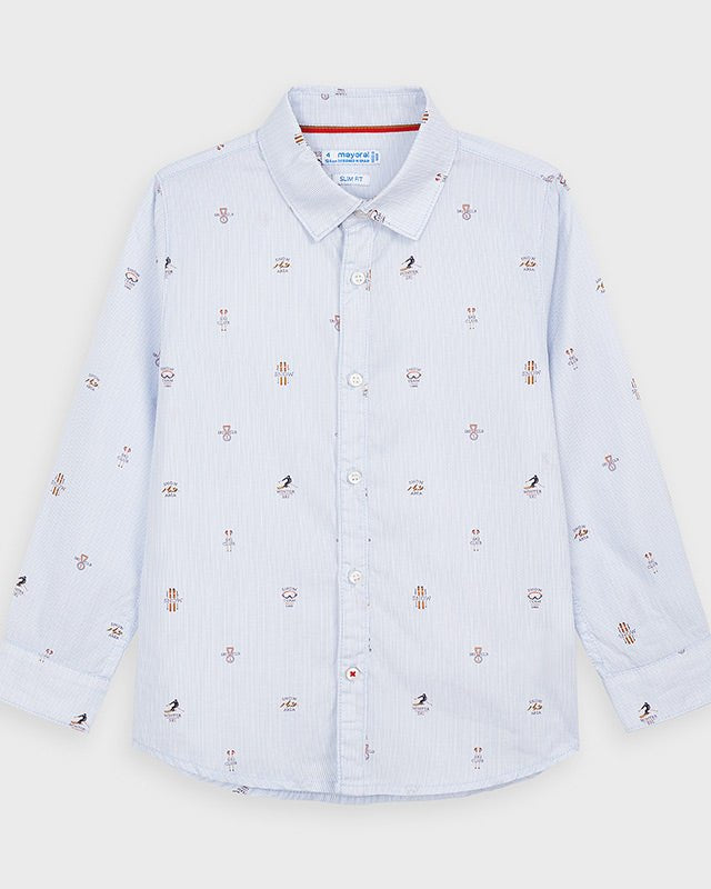 Camicia bambino Mayoral fantasia azzurra fantasie Montagna - ErreGiModaBimbo