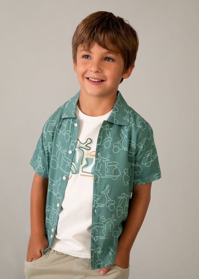 Camicia bambino verde moto vespe originale Mayoral Mayoral 2 Anni 92cm