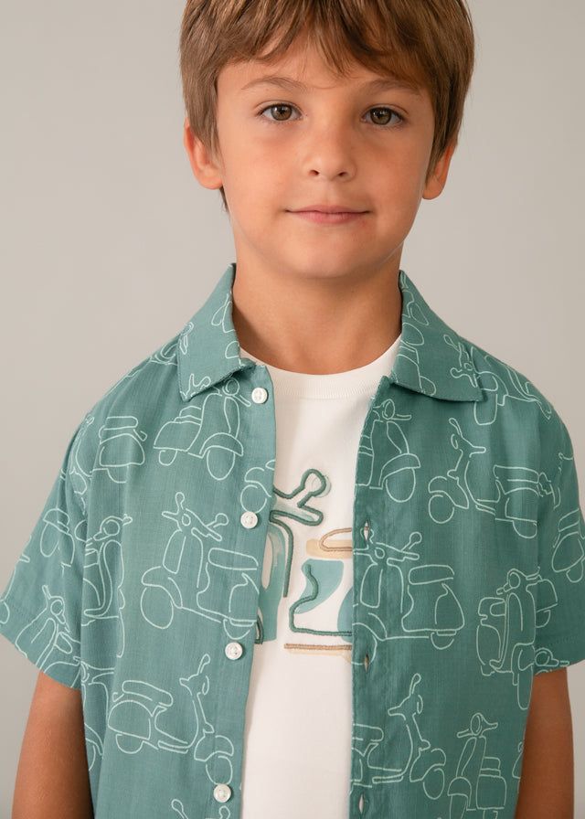 Camicia bambino verde moto vespe originale Mayoral Mayoral 2 Anni 92cm