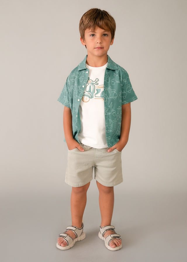 Camicia bambino verde moto vespe originale Mayoral Mayoral 2 Anni 92cm