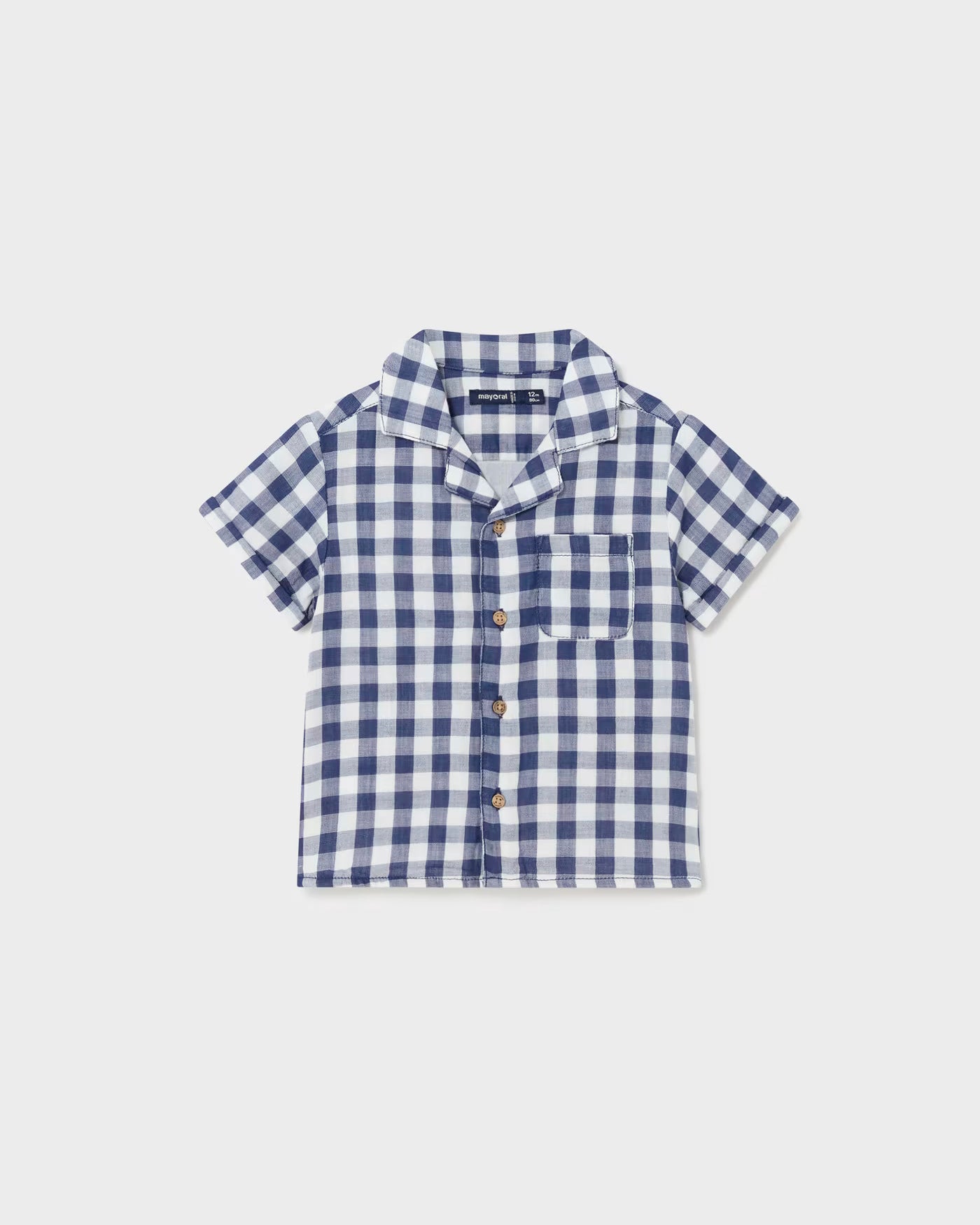 Camicia fresco cotone neonato Mayoral fantasia quadri blu Mayoral Blu