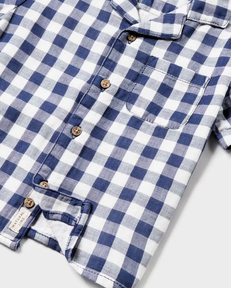Camicia fresco cotone neonato Mayoral fantasia quadri blu Mayoral Blu