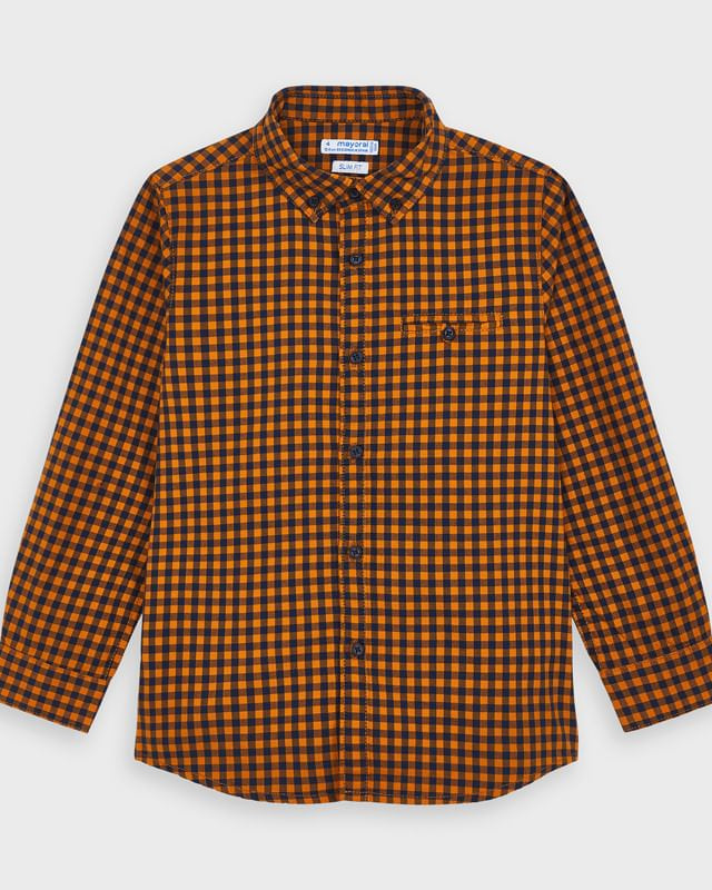 Camicia casual bambino Mayoral fantasia quadri Cheddar - ErreGiModaBimbo