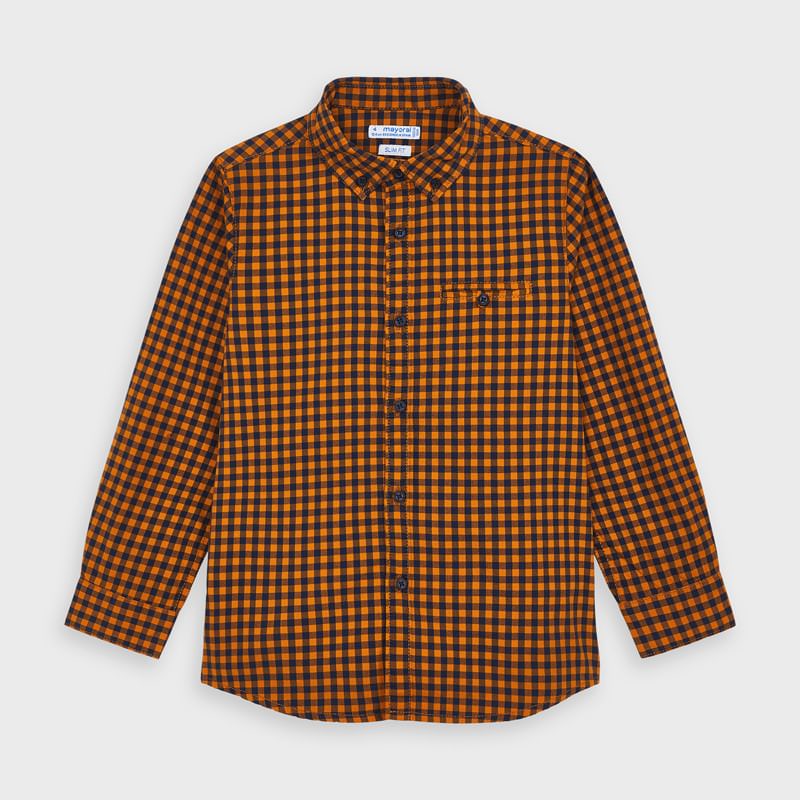 Camicia casual bambino Mayoral fantasia quadri Cheddar - ErreGiModaBimbo
