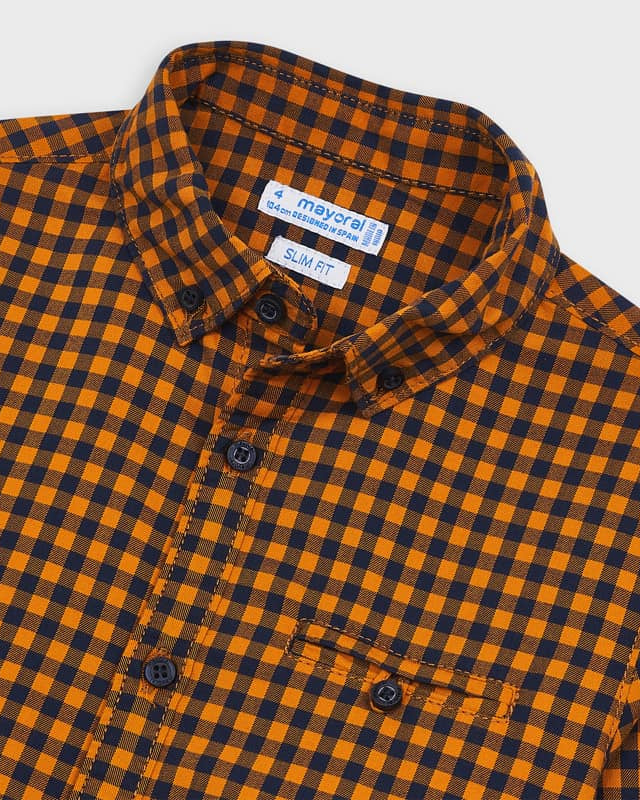 Camicia casual bambino Mayoral fantasia quadri Cheddar - ErreGiModaBimbo