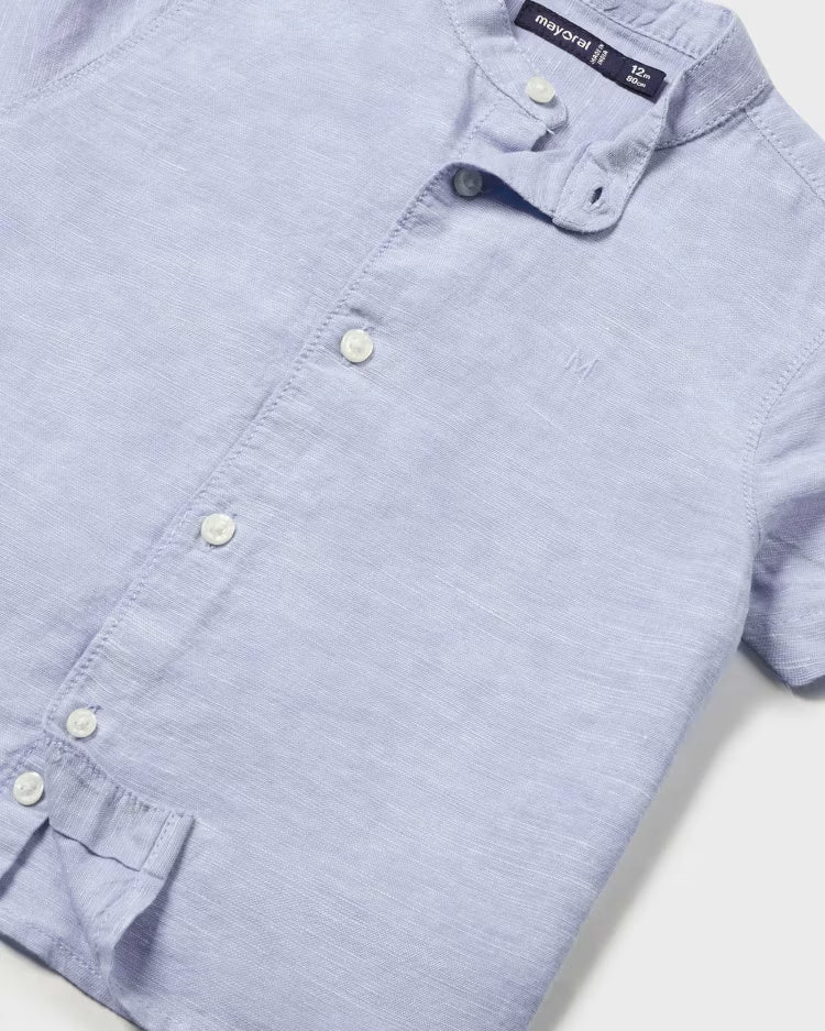 Camicia colletto coreana in lino neonato Mayoral azzurro Mayoral Azzurro