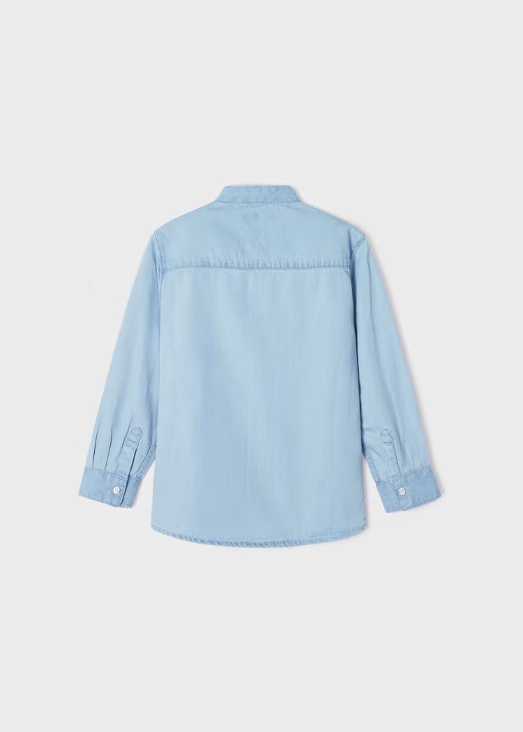 Camicia colletto coreana manica lunga bambino Mayoral jeans chiaro - ErreGiModaBimbo