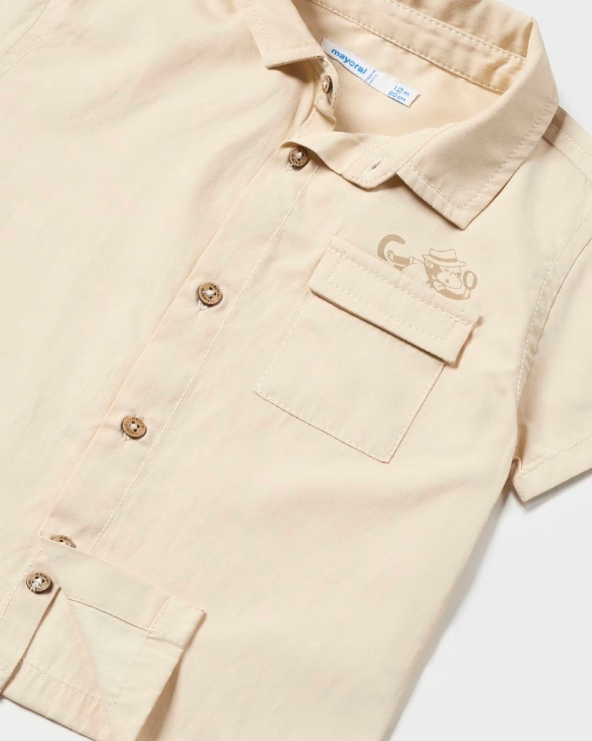 Camicia con taschino neonato Mayoral beige Mayoral Beige