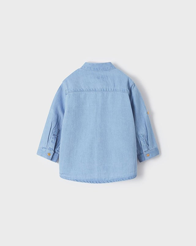 Camicia coreana jeans manica lunga neonato con fibia - ErreGiModaBimbo