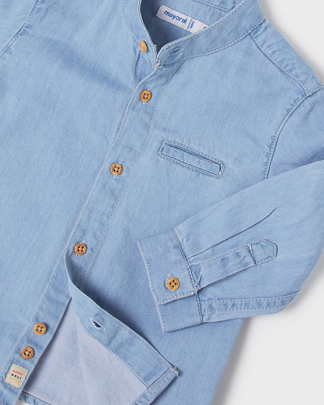 Camicia coreana jeans manica lunga neonato con fibia - ErreGiModaBimbo