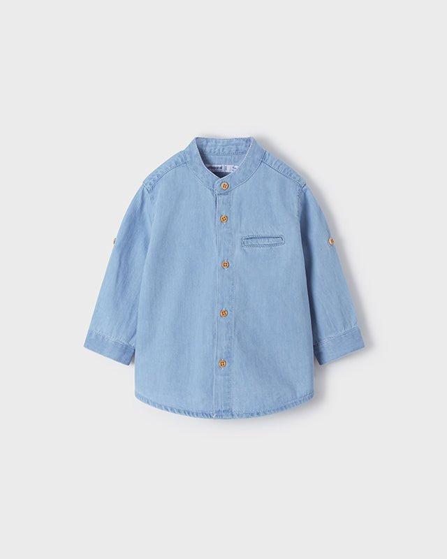 Camicia coreana jeans manica lunga neonato con fibia - ErreGiModaBimbo