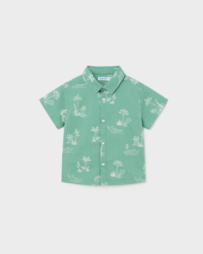 Camicia fresco cotone neonato Mayoral stampa verde Jungle Mayoral Verde