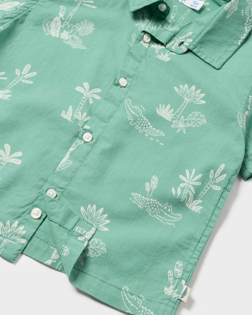 Camicia fresco cotone neonato Mayoral stampa verde Jungle Mayoral Verde