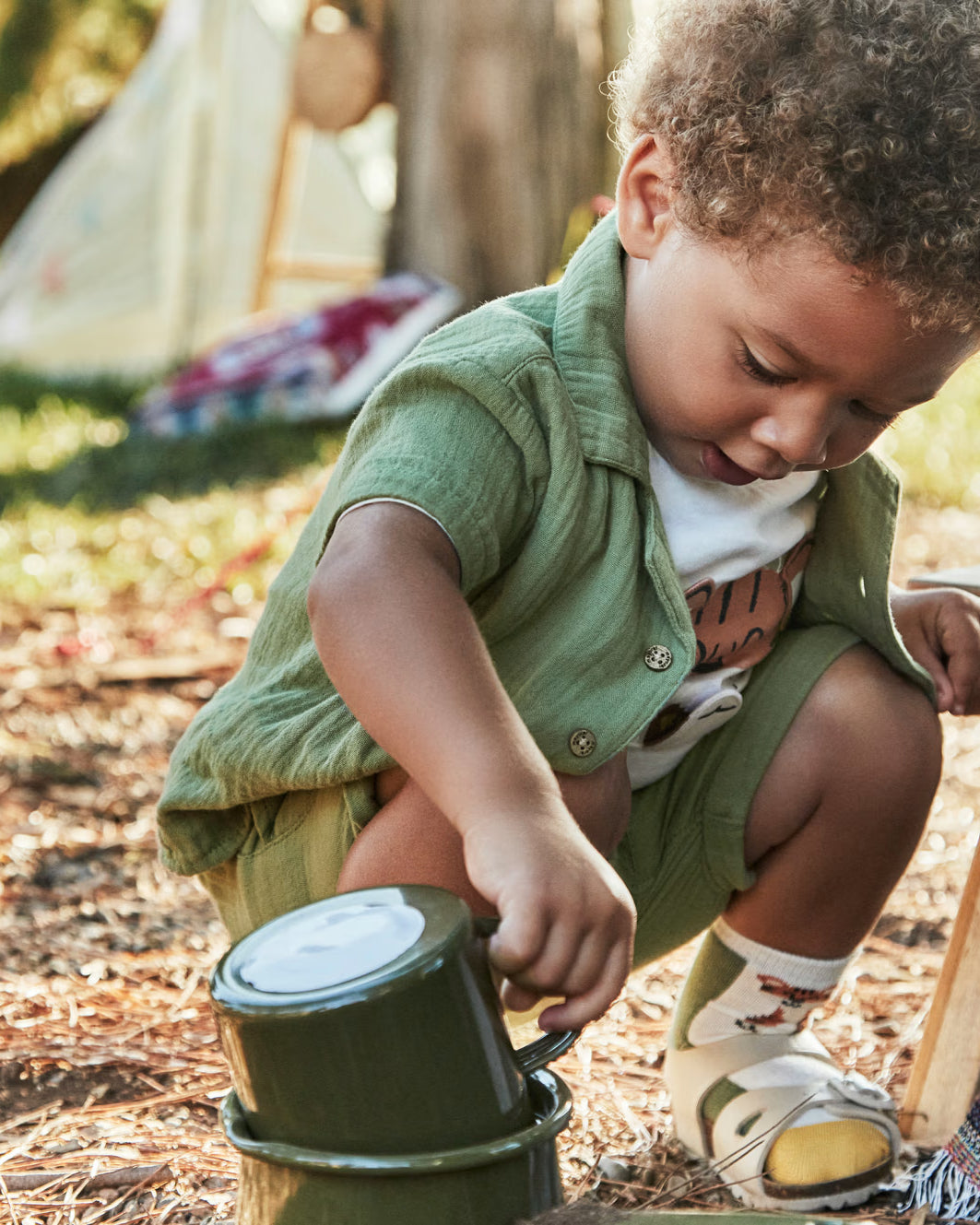 Camicia fresco cotone neonato Mayoral verde salvia Mayoral Verde