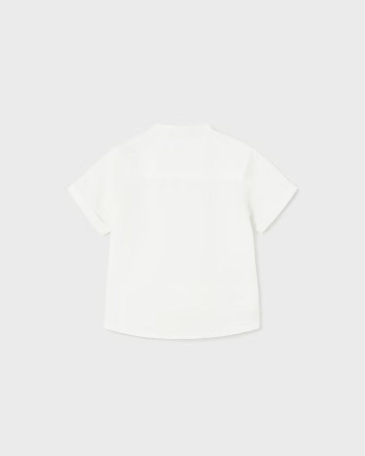 Camicia manica corta ricamo colletto coreana neonato Mayoral bianco - ErreGiModaBimbo