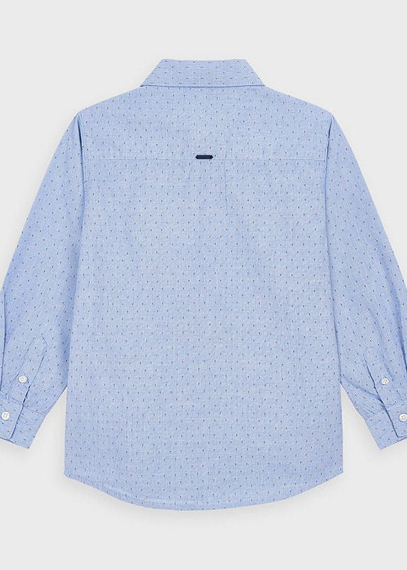 Camicia manica lunga bambino Mayoral azzurra fantasia regolare - ErreGiModaBimbo