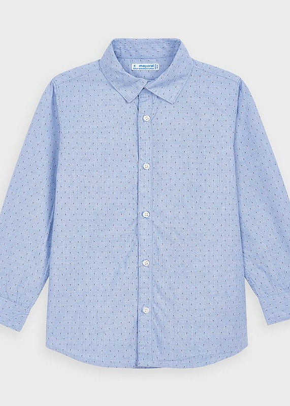 Camicia manica lunga bambino Mayoral azzurra fantasia regolare - ErreGiModaBimbo