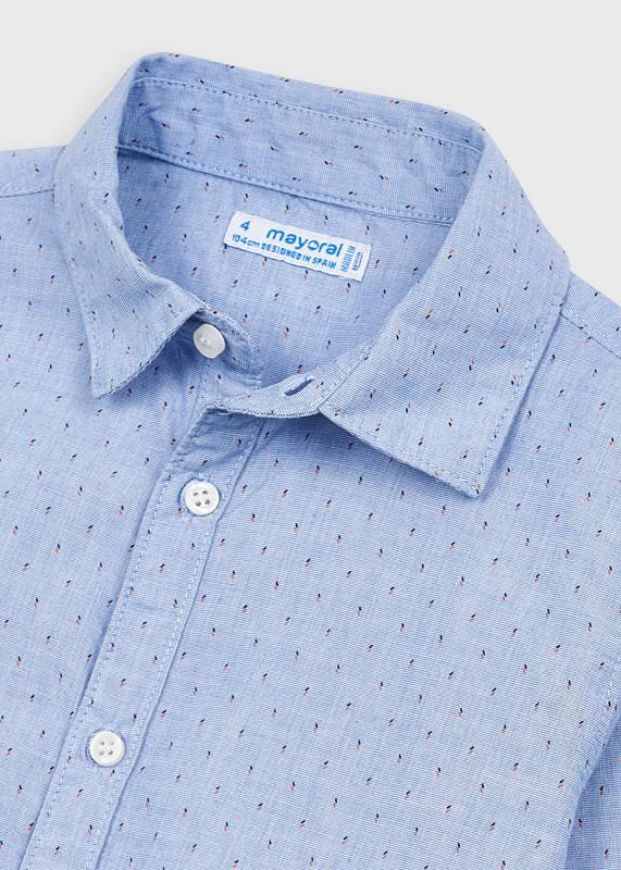 Camicia manica lunga bambino Mayoral azzurra fantasia regolare - ErreGiModaBimbo