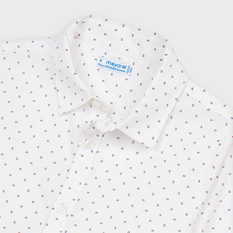 Camicia manica lunga bambino Mayoral bianca fantasia regolare - ErreGiModaBimbo