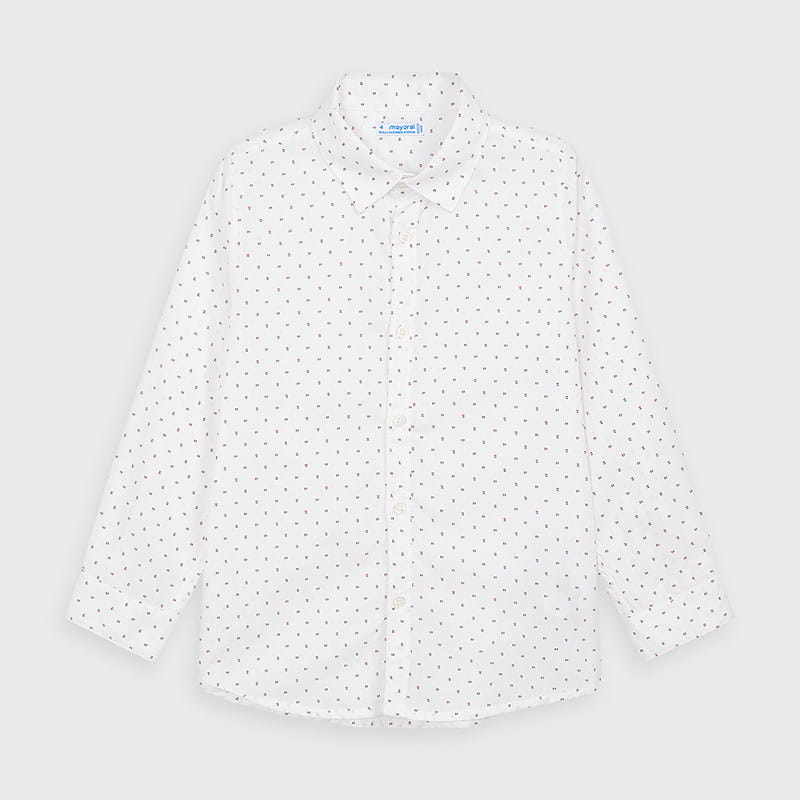 Camicia manica lunga bambino Mayoral bianca fantasia regolare - ErreGiModaBimbo
