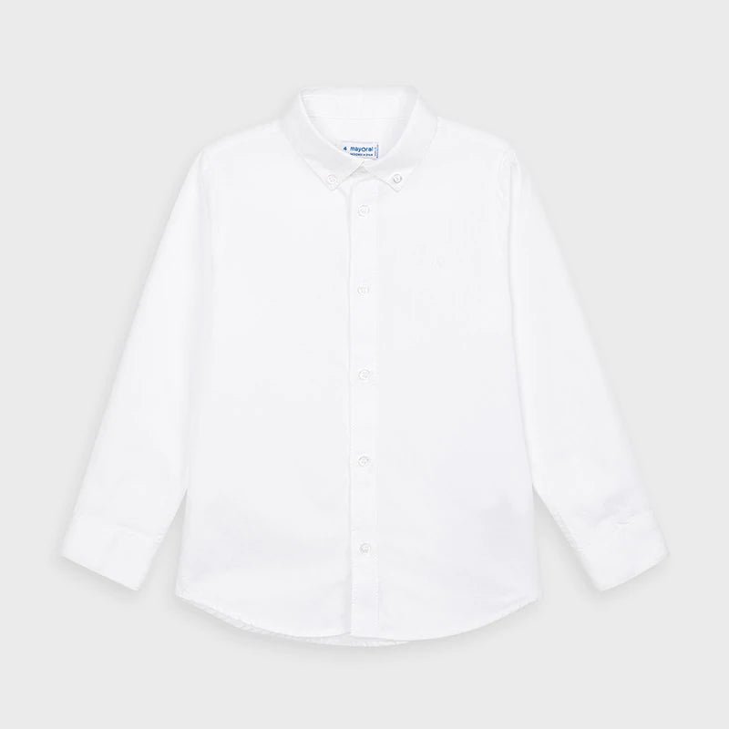 Camicia manica lunga bambino Mayoral tinta unita bianca - ErreGiModaBimbo