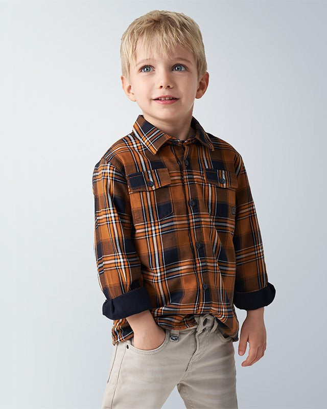 Camicia manica lunga bambino Mayoral Twill quadri - ErreGiModaBimbo