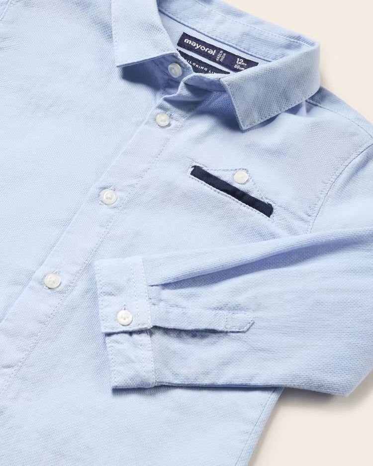 Camicia manica lunga con papillon cotone neonato Mayoral celeste - ErreGiModaBimbo