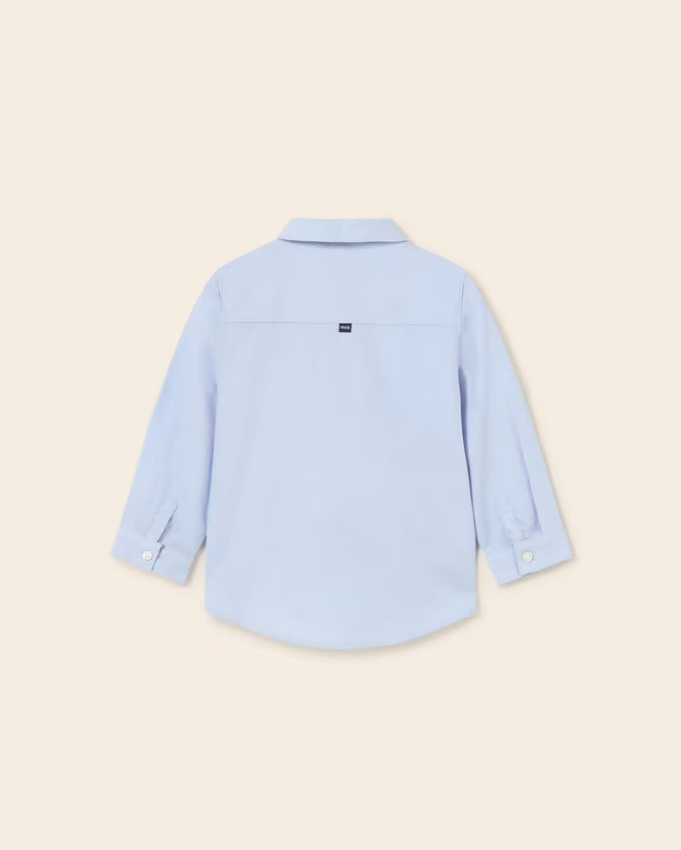 Camicia manica lunga con papillon cotone neonato Mayoral celeste - ErreGiModaBimbo