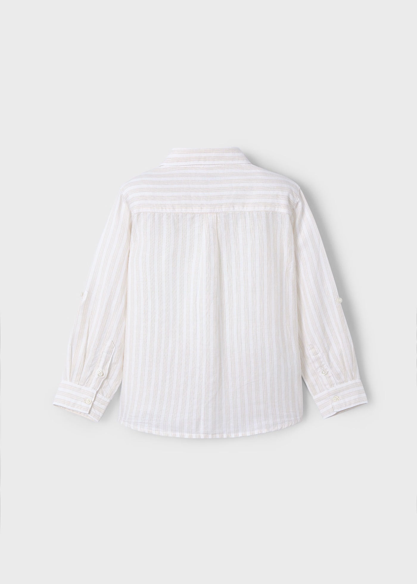 Camicia manica lunga lino bambino Mayoral righe beige Mayoral Bianco