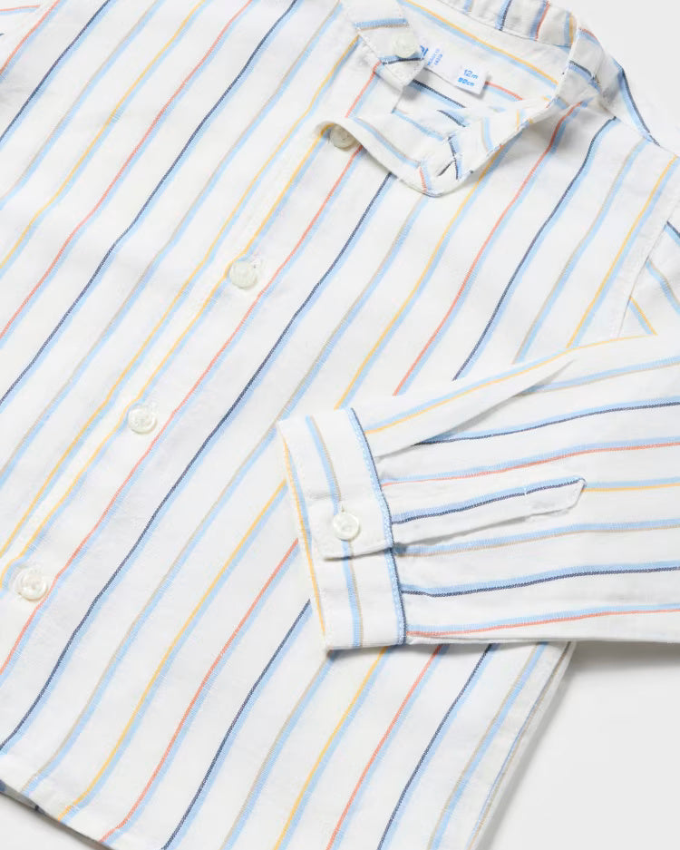 Camicia in lino colletto coreana neonato Mayoral righe multicolore Mayoral Multicolore