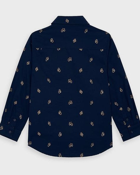 Camicia maniche lunghe bambino Mayoral blu fantasia Biciclette - ErreGiModaBimbo
