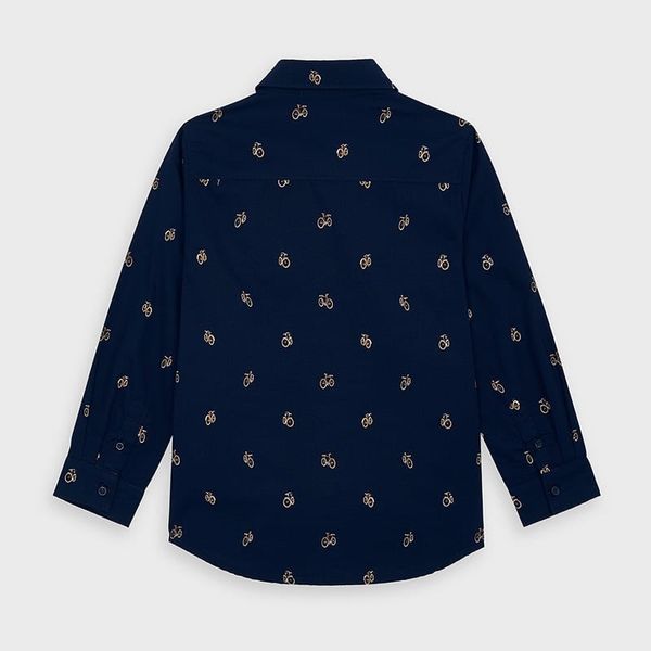 Camicia maniche lunghe bambino Mayoral blu fantasia Biciclette - ErreGiModaBimbo