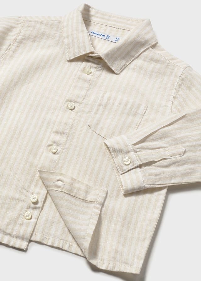 Camicia neonato Mayoral cotone e lino a righe Mayoral 6 Mesi 68cm