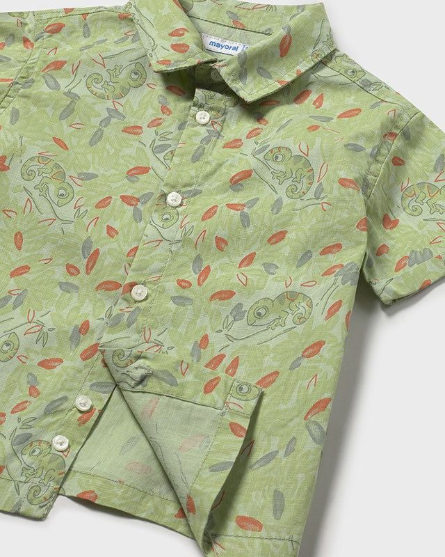 Camicia neonato verde con stampa camaleonti Mayoral 6 Mesi 68cm