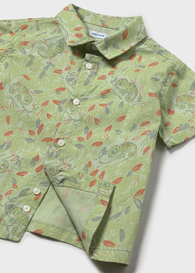 Camicia neonato verde con stampa camaleonti Mayoral 6 Mesi 68cm