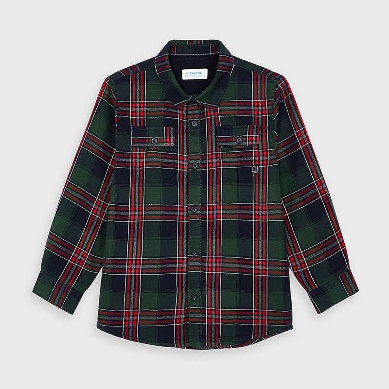 Camicia overshirt bambino Mayoral quadri verde e rosso - ErreGiModaBimbo
