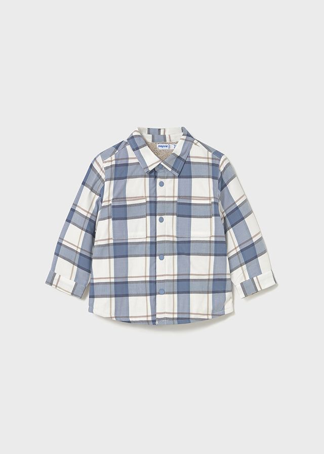Camicia overshirt imbottita neonato Mayoral quadri azzurra-panna Mayoral 6 Mesi 68cm