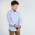 Camicia ragazzo Mayoral azzurra fantasia rigata puntini - ErreGiModaBimbo