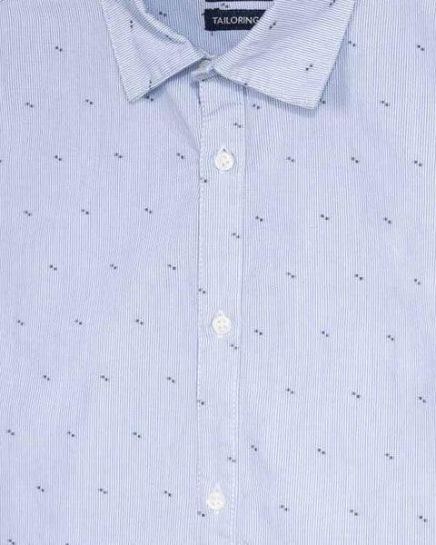 Camicia ragazzo Mayoral azzurra fantasia rigata puntini - ErreGiModaBimbo