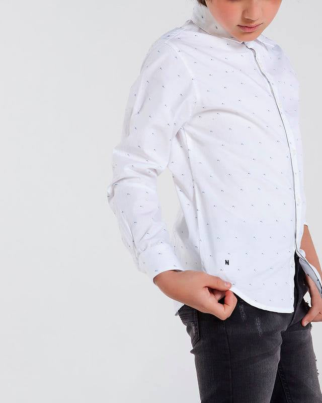 Camicia ragazzo Mayoral bianco fantasia rigata puntini - ErreGiModaBimbo