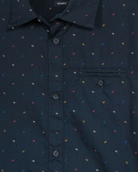 Camicia ragazzo Mayoral blu fantasia geometrica - ErreGiModaBimbo