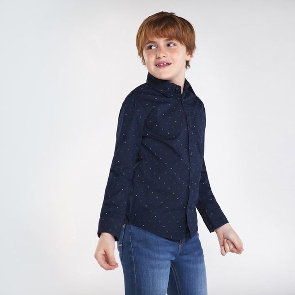 Camicia ragazzo Mayoral blu fantasia geometrica - ErreGiModaBimbo