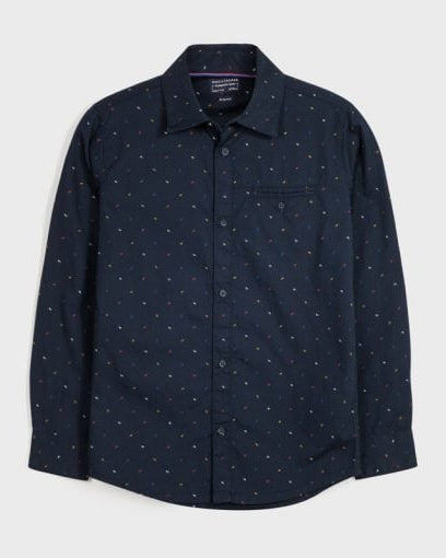 Camicia ragazzo Mayoral blu fantasia geometrica - ErreGiModaBimbo