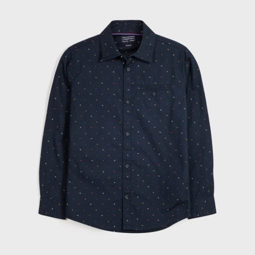 Camicia ragazzo Mayoral blu fantasia geometrica - ErreGiModaBimbo