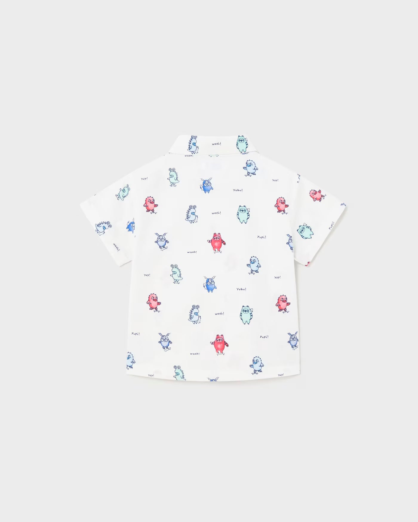 Camicia fresco cotone neonato Mayoral stampa Monster Mayoral Bianco