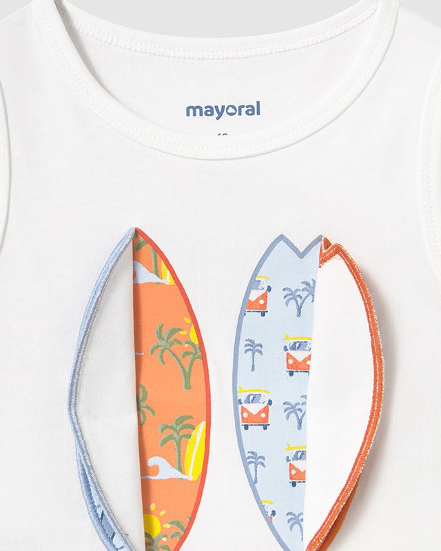 Canotta interattiva neonato Mayoral Squalo e Furgone Mayoral Bianco