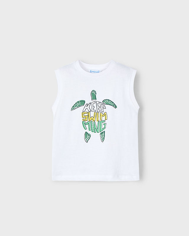Canottiera bambino Mayoral bianca stampa Tartaruga Mayoral Bianco