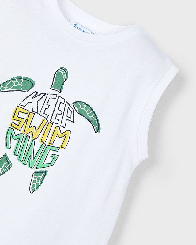 Canottiera bambino Mayoral bianca stampa Tartaruga Mayoral Bianco