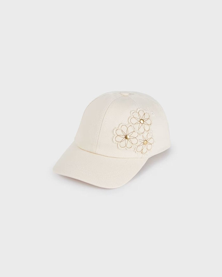 Cappello cotone bambina Mayoral ricamo flower Beige Mayoral Beige