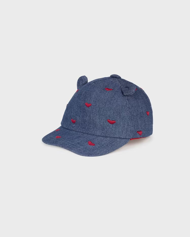 Cappello jeans con frontalino ricami cuori neonata Mayoral - ErreGiModaBimbo